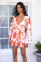 Vibing Music Long Sleeve Mini Dress Orange
