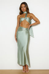 Ideal Vision Satin Crop Top Sage