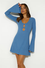 Laser Focus Mini Dress Blue