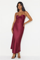 Winery Wedding Satin Maxi Dress Wine