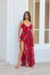 Saffron Breeze Maxi Dress Red