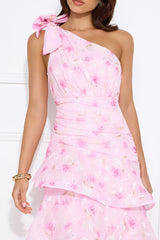 Sunshine Eyes One Shoulder Maxi Dress Pink
