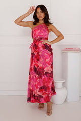 Rose Quartz One Shoulder Satin Maxi Dress Pink