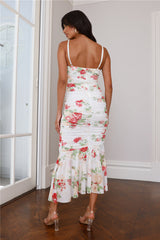Cocktails On Arrival Mesh Midi Dress White