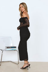 Raegan Mesh Midi Dress Black