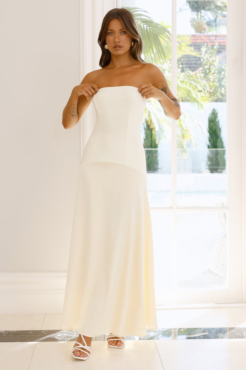 Daydream Darling Strapless Maxi Dress Yellow