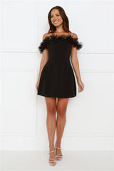 Twilight Tiaras Off Shoulder Mini Dress Black