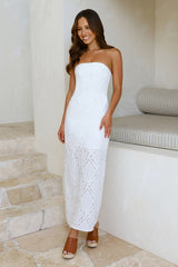 Ocean Air Oasis Strapless Maxi Dress White