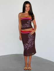 Serah Diamante Midi Skirt - Chocolate
