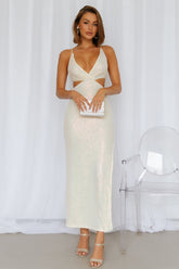 Create The Spell Midi Dress Cream Sequin