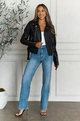 Winter Romance Faux Pebbled Leather Jacket Black