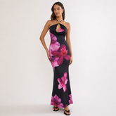 Tallis Asymmetric Maxi Dress Brown