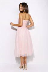 Glass Castle Tulle Midi Dress Pink