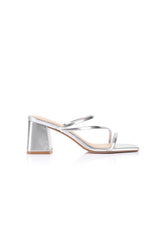 Stanford Block Heel Mules Silver