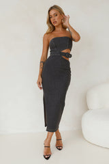 Chatting You Up Midi Dress Denim Black
