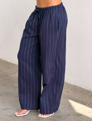 Lainey Pant - Navy Pinstripe