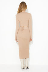 Work Together Knitted Midi Skirt Tan