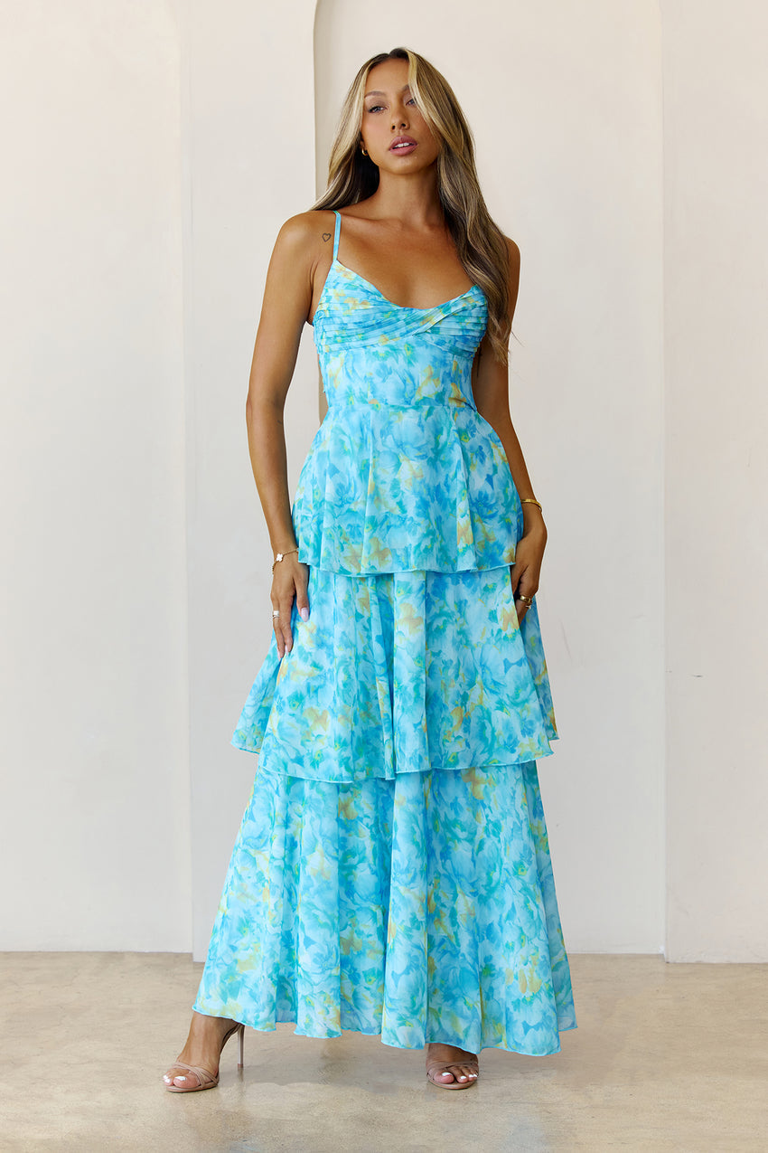 Digital Darling Maxi Dress Blue