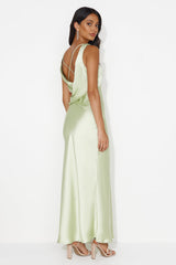 Indigo Fields Satin Maxi Dress Green