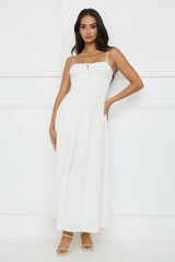 Starfall Garden Linen Blend Maxi Dress White