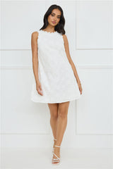 Seashell Chic Embroidered Mini Dress White