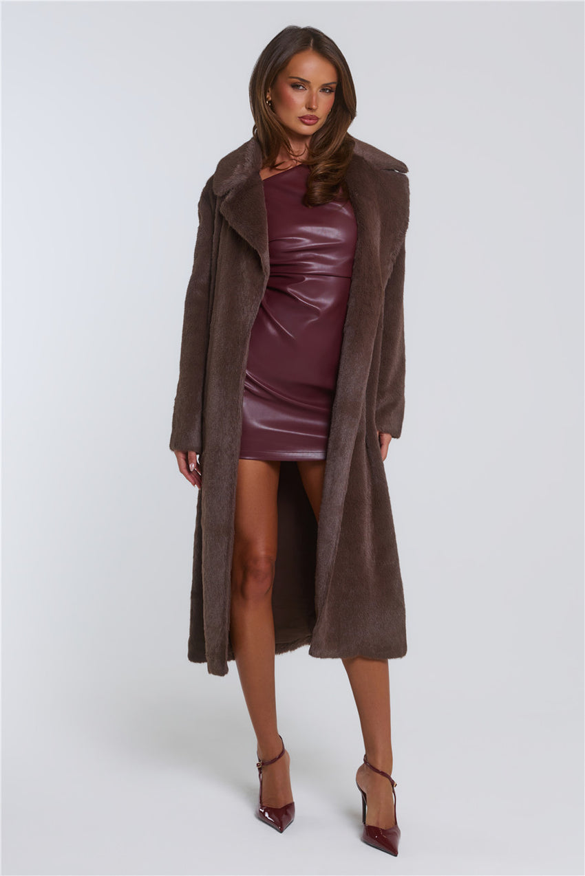 Plushé Faux Fur Coat Chocolate