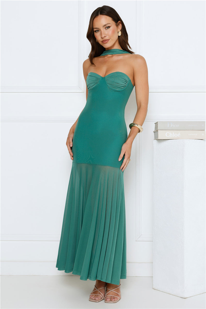 Serene Sway Strapless Maxi Dress Green
