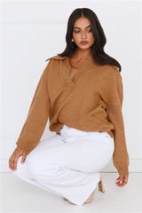Winter Kiss Knitted Jumper Brown