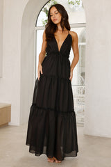 Dance In The Dark Halter Maxi Dress Black