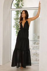 Dance In The Dark Halter Maxi Dress Black