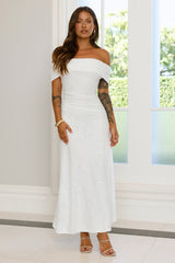First Class Finish Off Shoulder Maxi Dress Cream