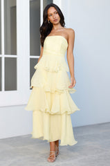 Wedding Adventure Strapless Maxi Dress Yellow