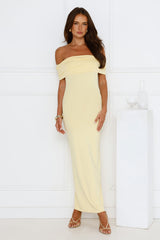 Soft Whispers Off Shoulder Maxi Dress Yellow