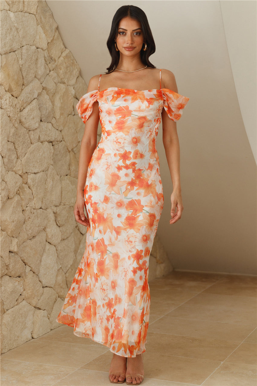 Kissed By You Midi Dress Orange