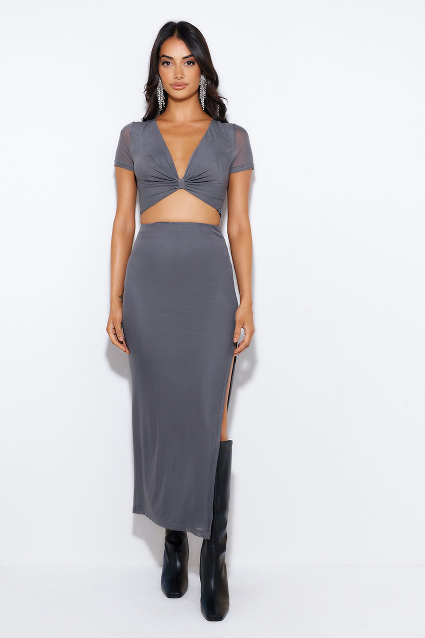 Energy For You Mesh Maxi Skirt Grey