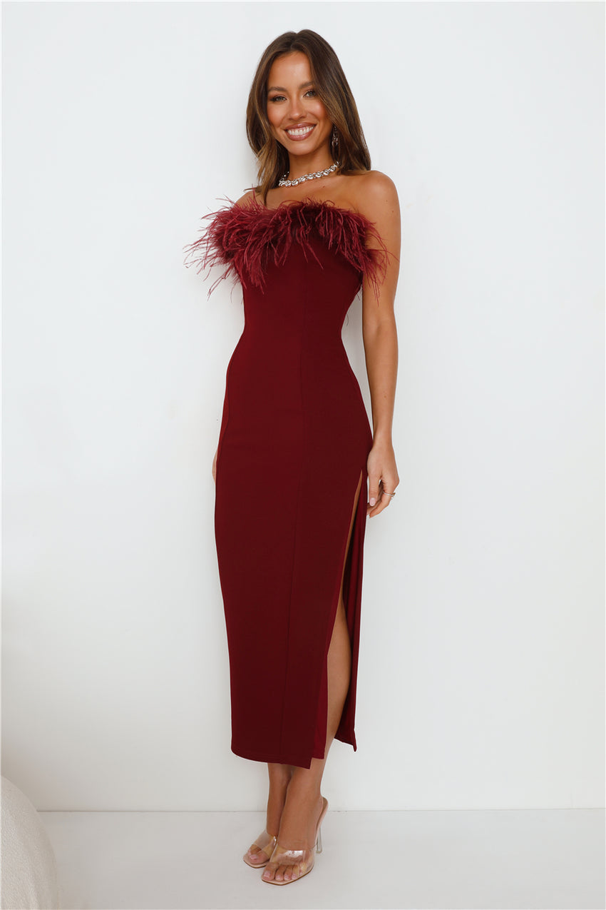 RUNAWAY Valentina Midi Dress Wine