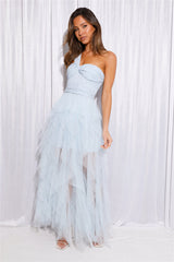 Lavish Style Tulle Maxi Dress Blue