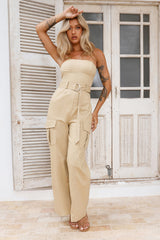 Trend Designer Strapless Jumpsuit Beige