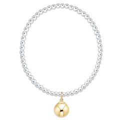Classic Mixed Metal 3mm Bracelet - Classic Gold 10mm Charm
